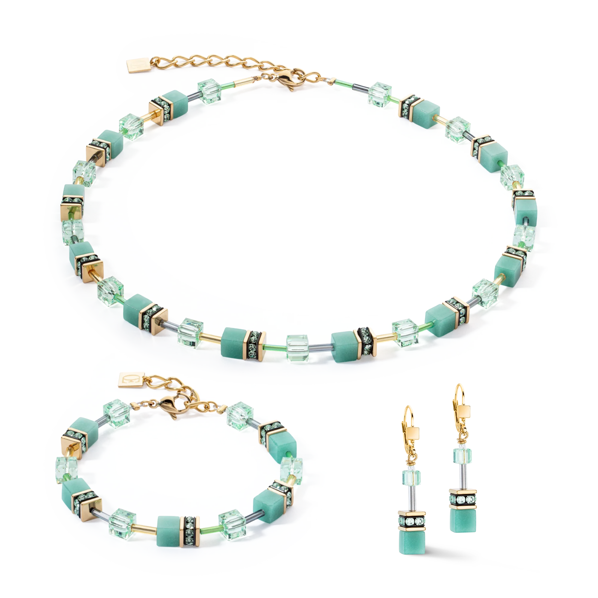 GeoCUBE® Iconic Mono Gold necklace green - Image 3