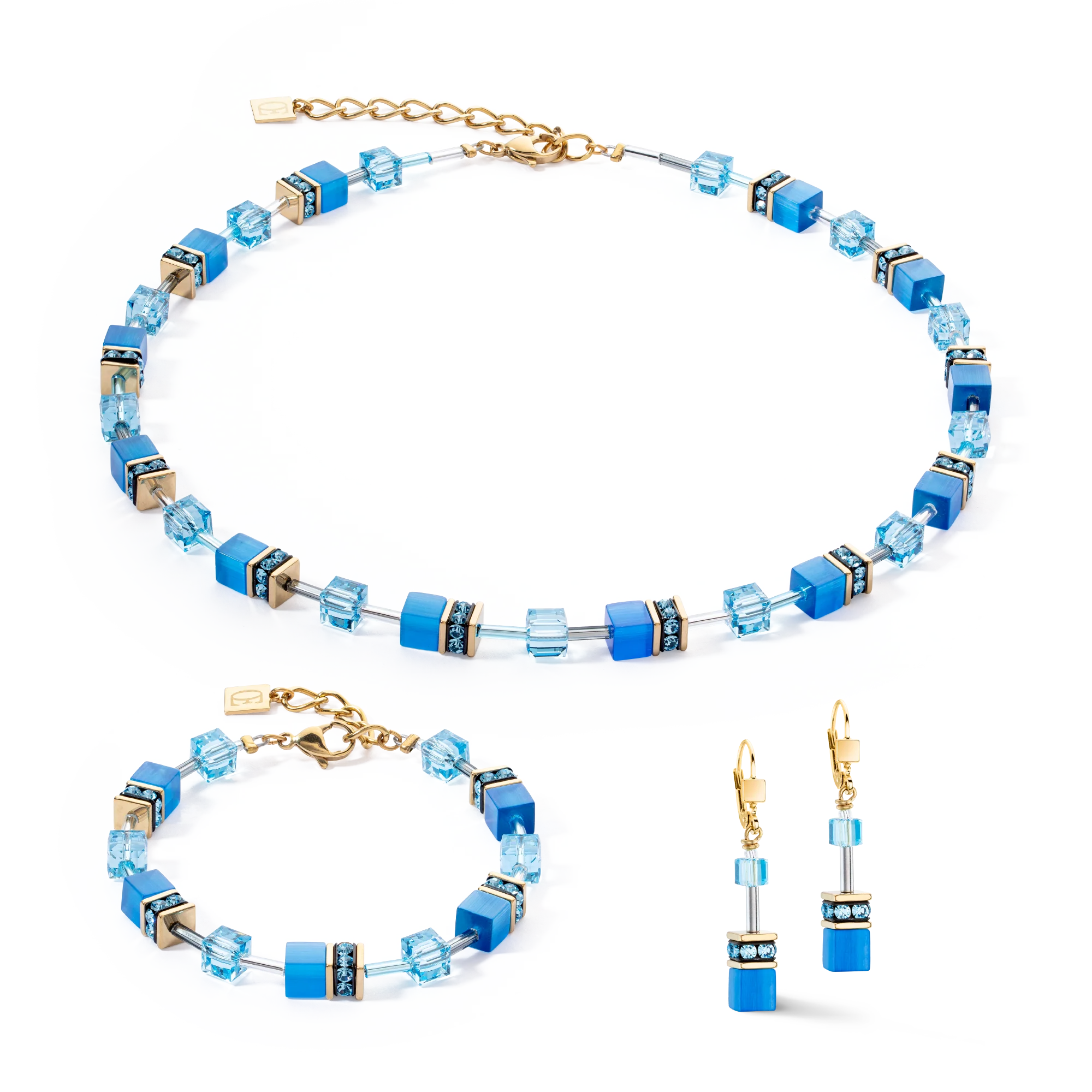GeoCUBE® Iconic Mono Gold necklace turquoise - Image 3