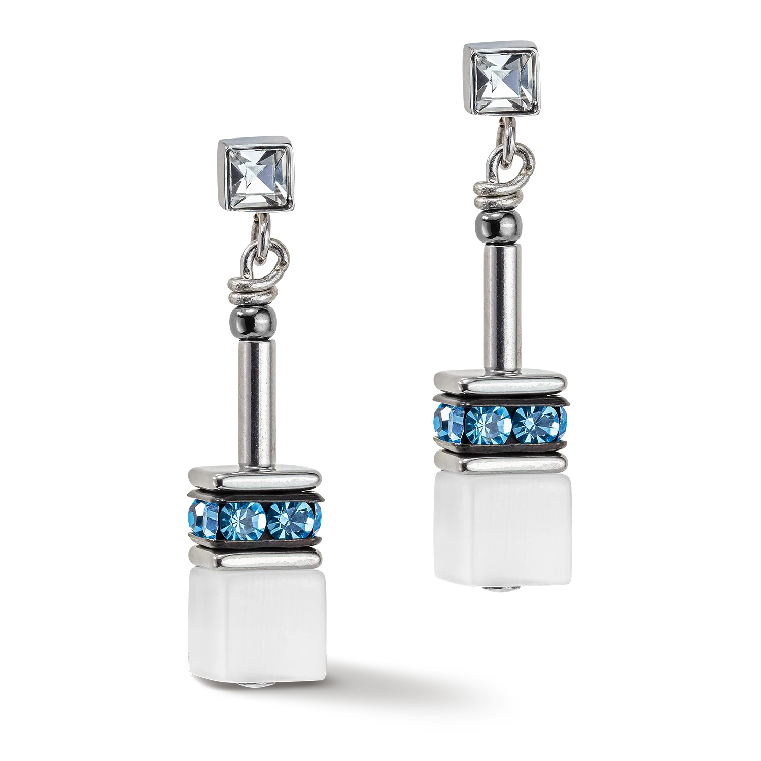 GeoCUBE® Iconic Monochrome earrings aqua