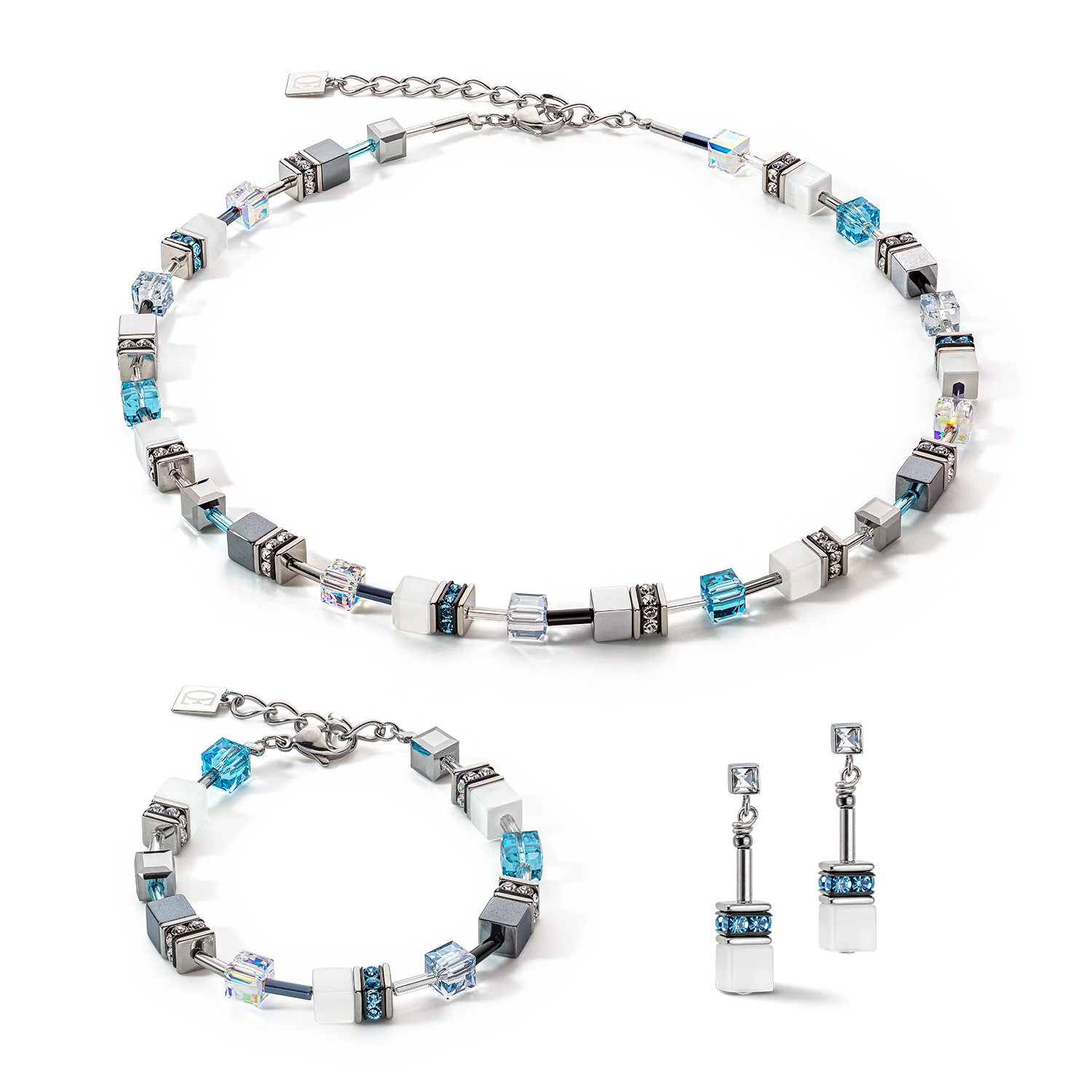 GeoCUBE® Iconic Monochrome earrings aqua - Image 3