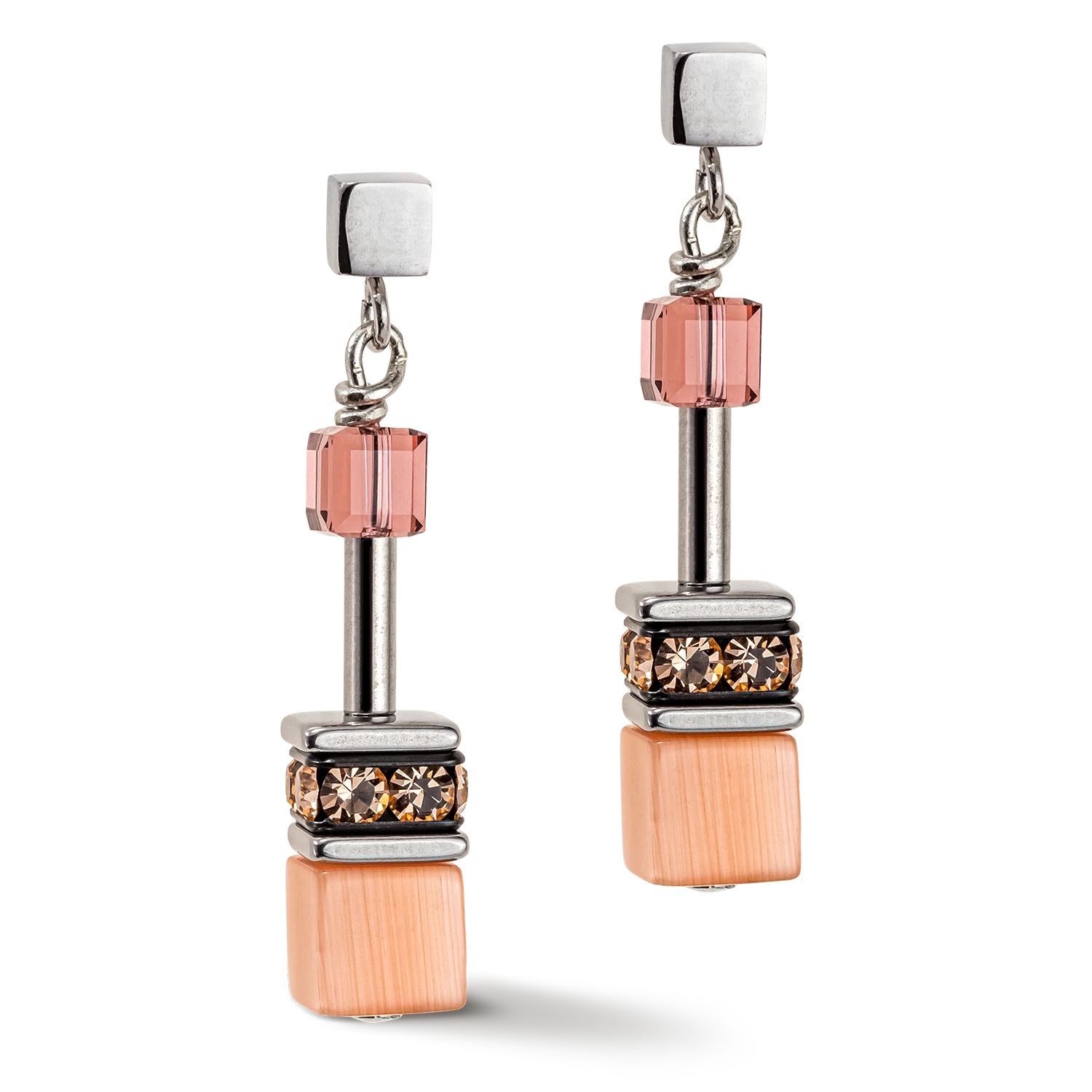 GeoCUBE® Iconic Multicolour Vintage earrings lilac-yellow