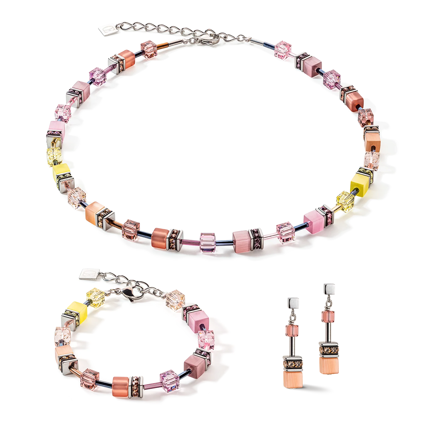 GeoCUBE® Iconic Multicolour Vintage earrings lilac-yellow - Image 3