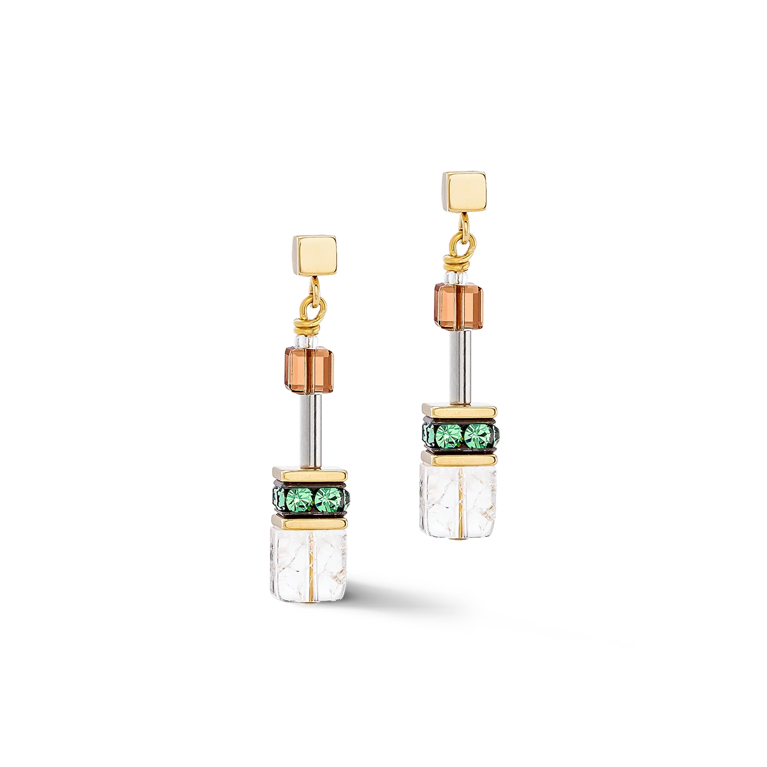 GeoCUBE® Iconic Nature earrings brown-white