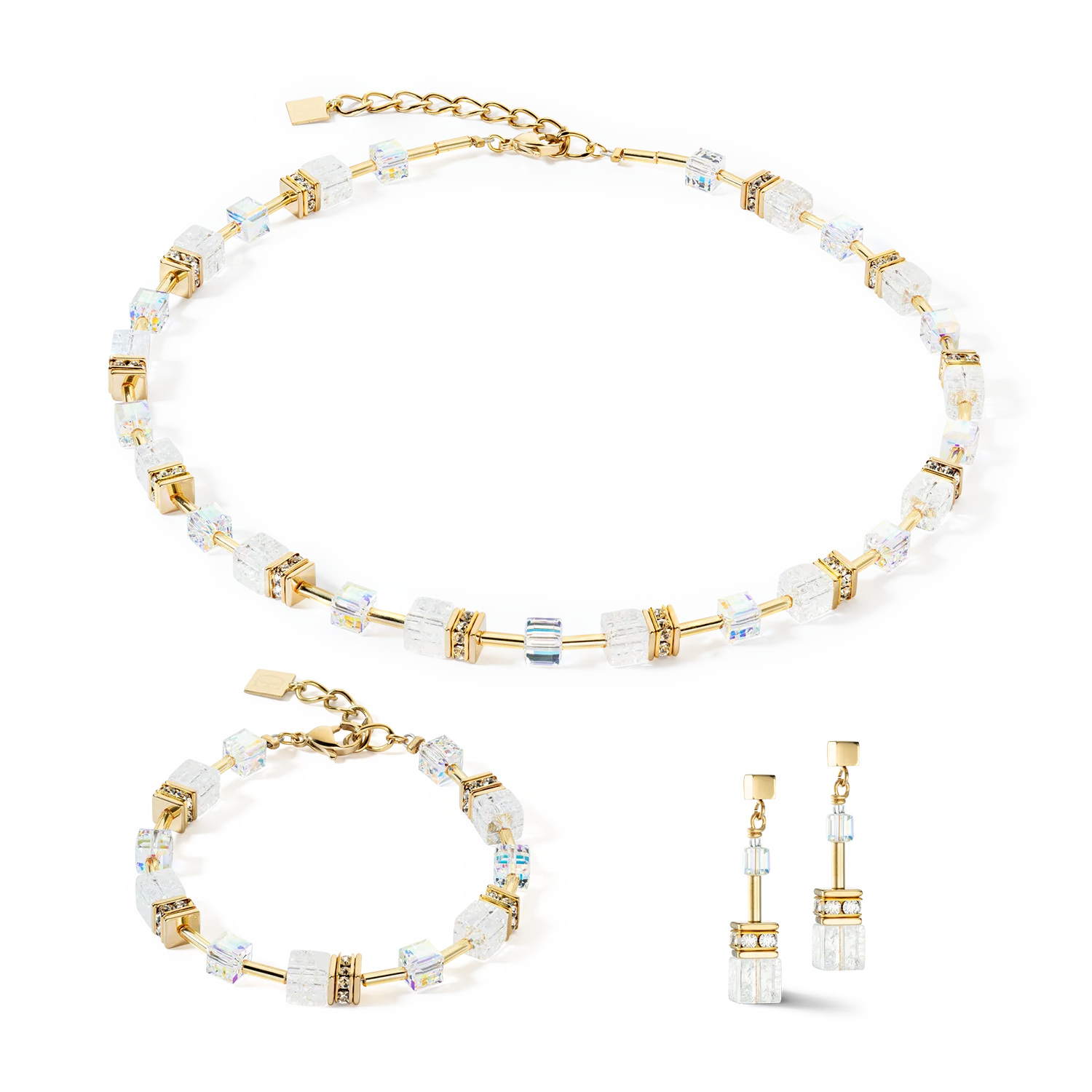 GeoCUBE® Iconic Nature earrings gold white - Image 3