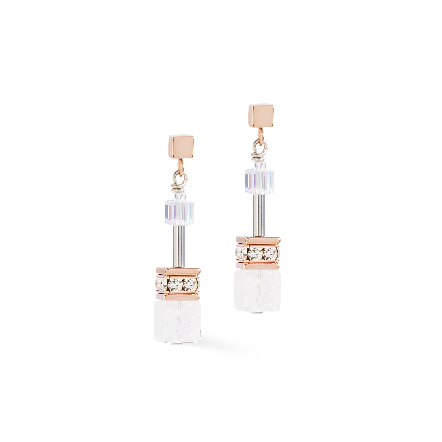 GeoCUBE® Iconic Nature earrings rosegold white