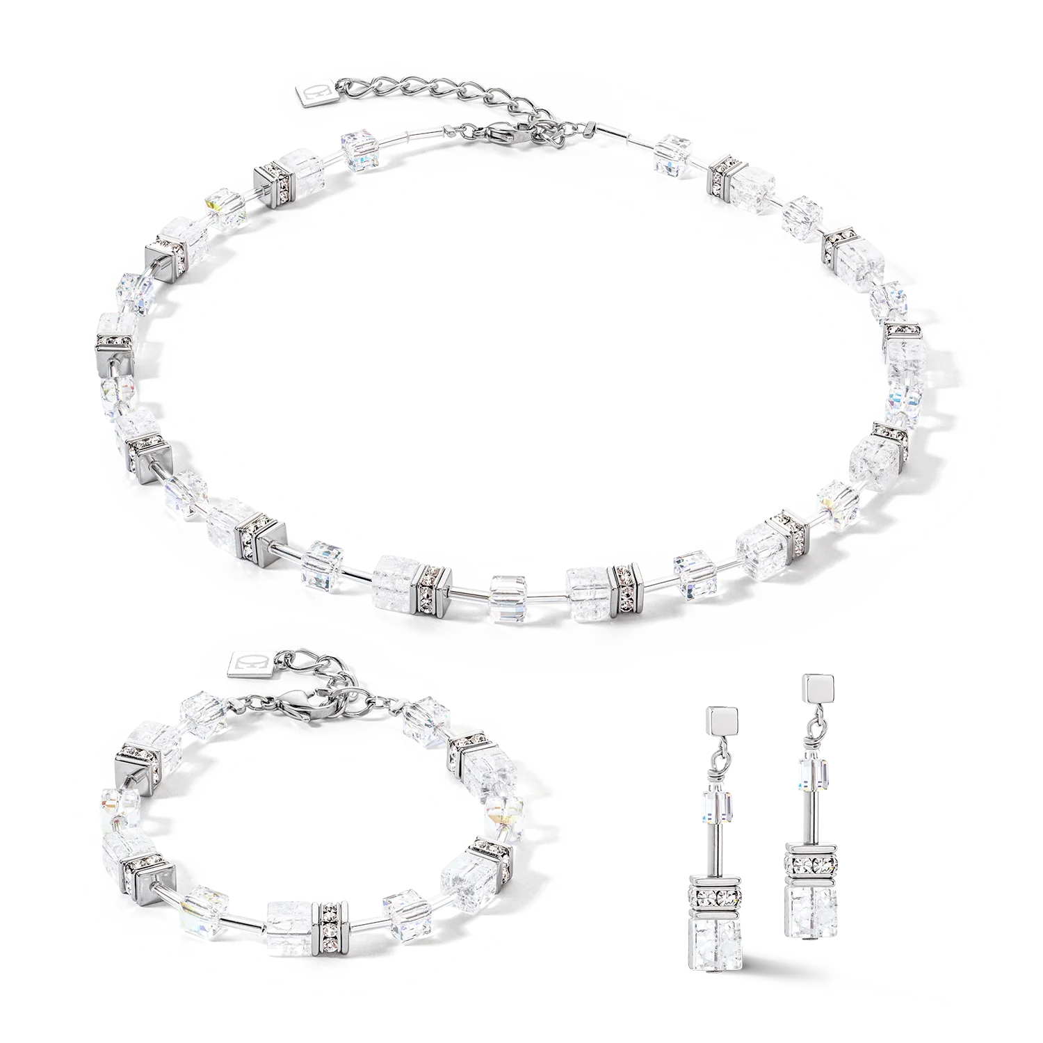 GeoCUBE® Iconic Nature earrings silver-white - Image 3