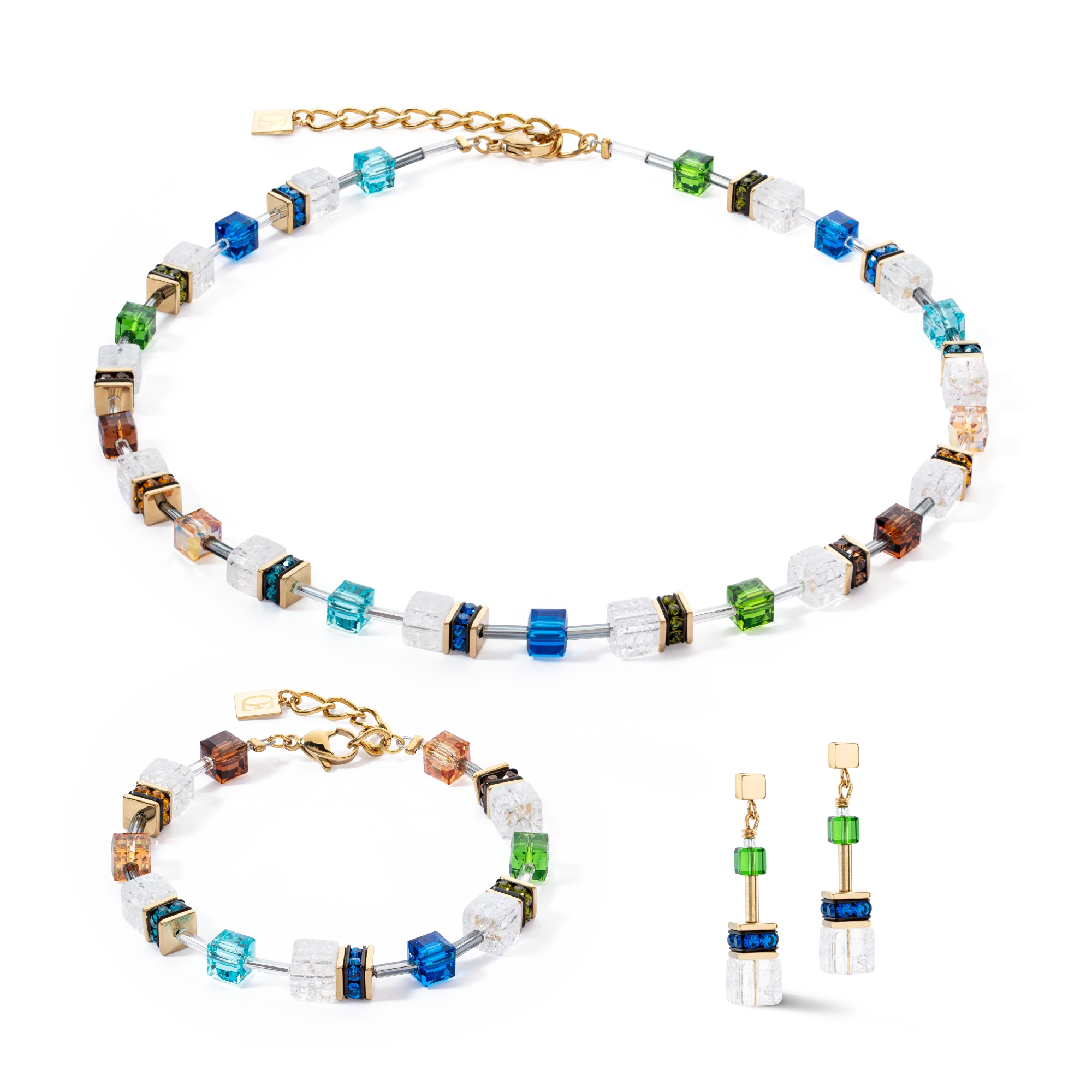 GeoCUBE® Iconic Nature necklace multicolour gold - Image 3