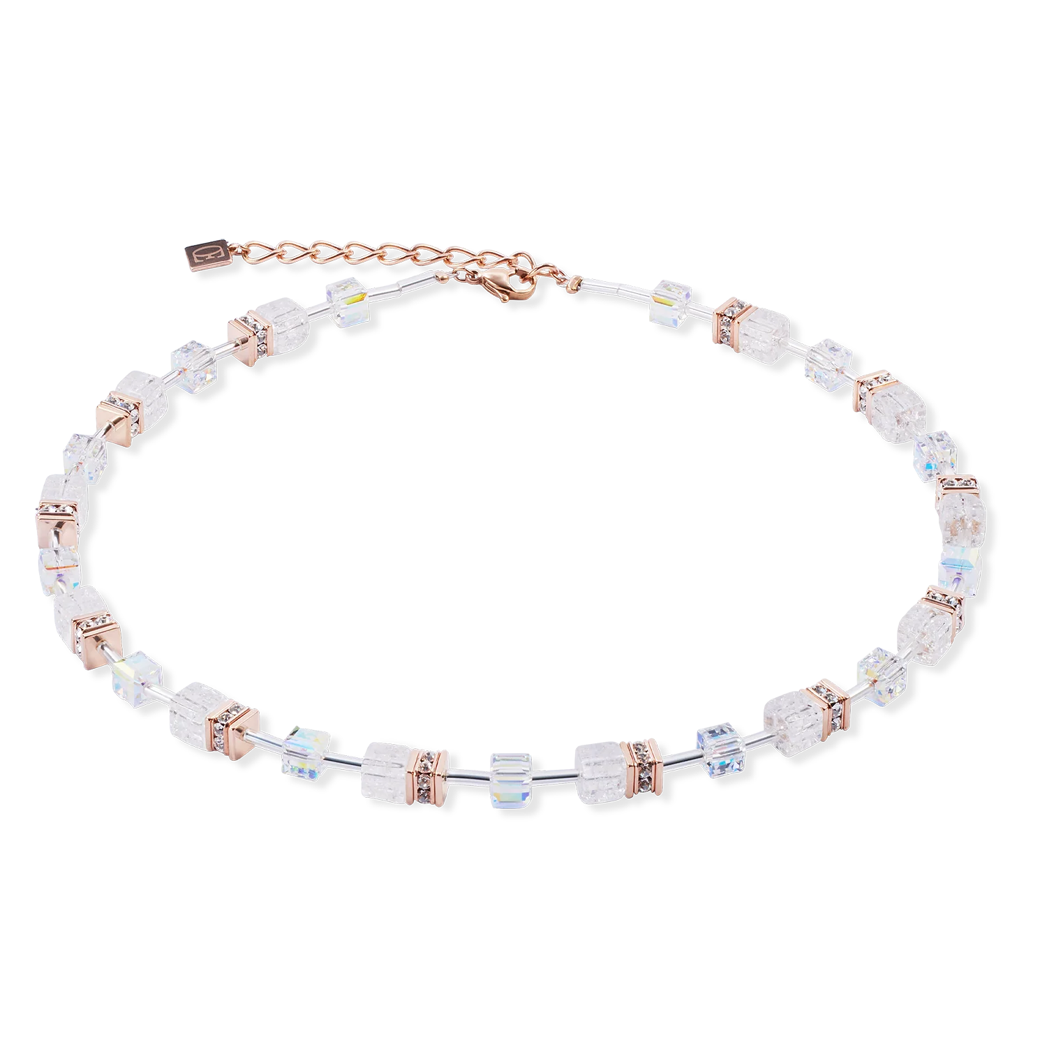 GeoCUBE® Iconic Nature necklace rosegold white