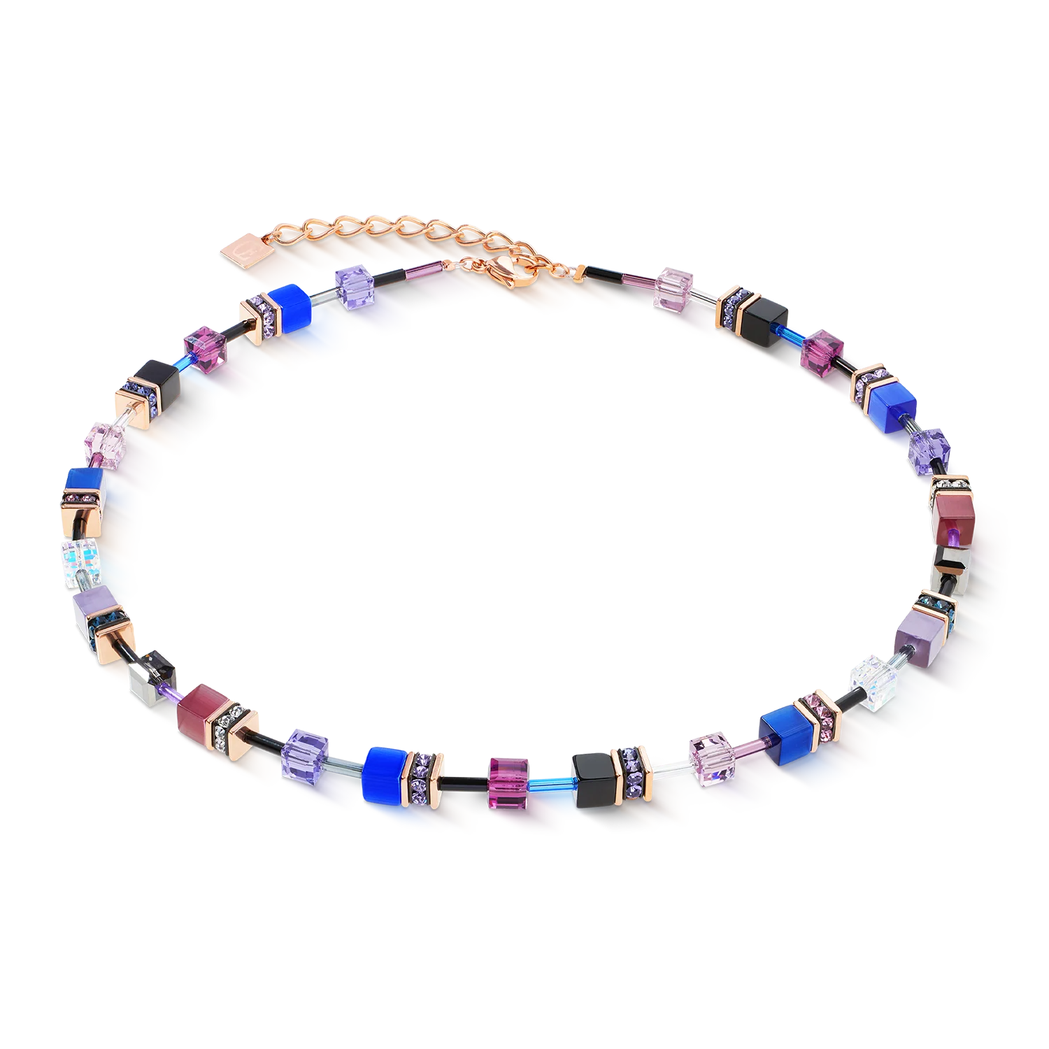 GeoCUBE® Iconic necklace Blue Moon rose gold