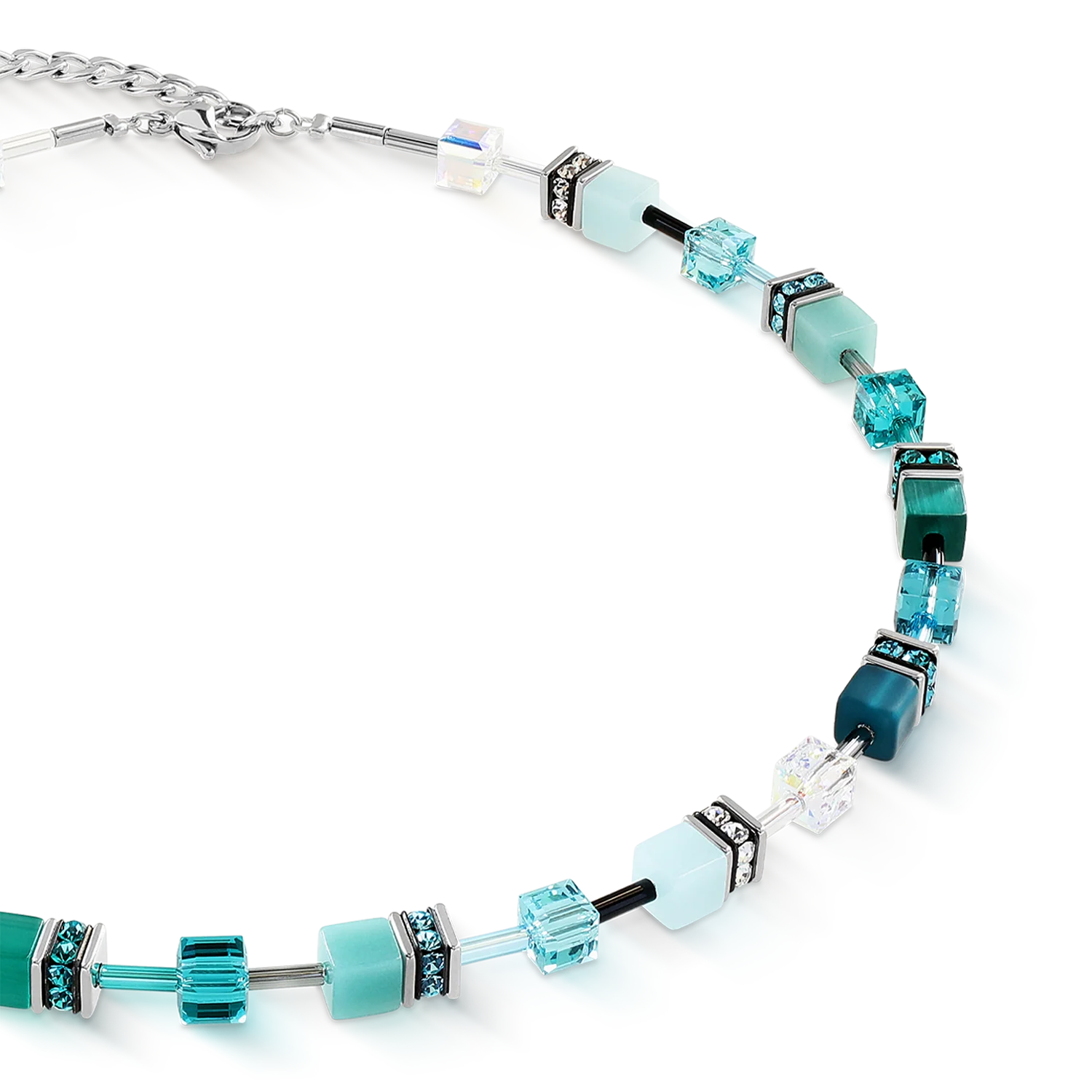 GeoCUBE® Iconic necklace Teal silver - Image 2