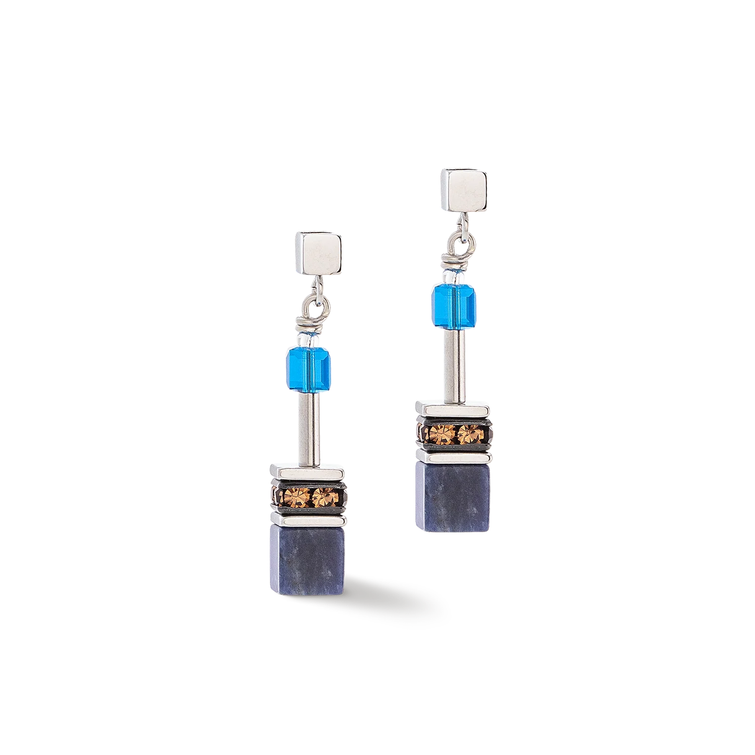 GeoCUBE® Iconic Precious earrings blue-brown