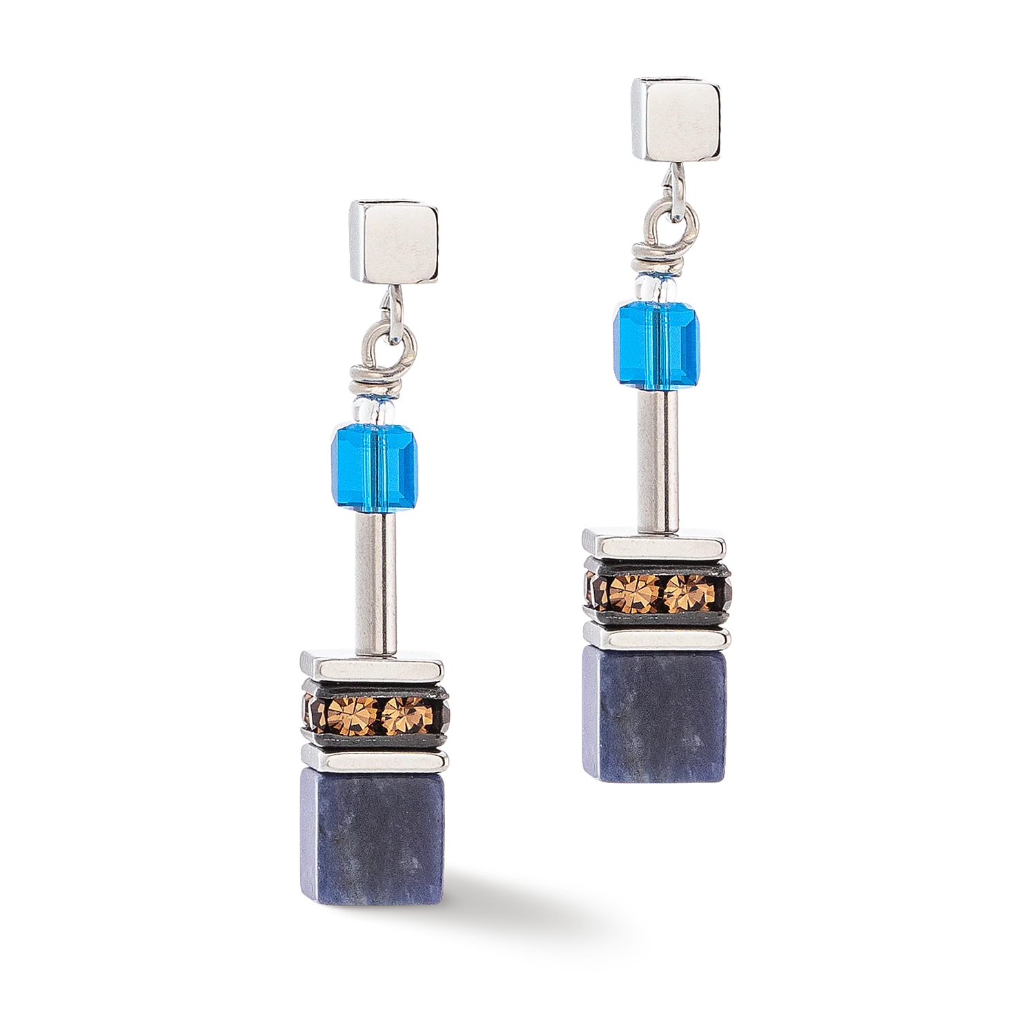 GeoCUBE® Iconic Precious earrings blue-brown - Image 2