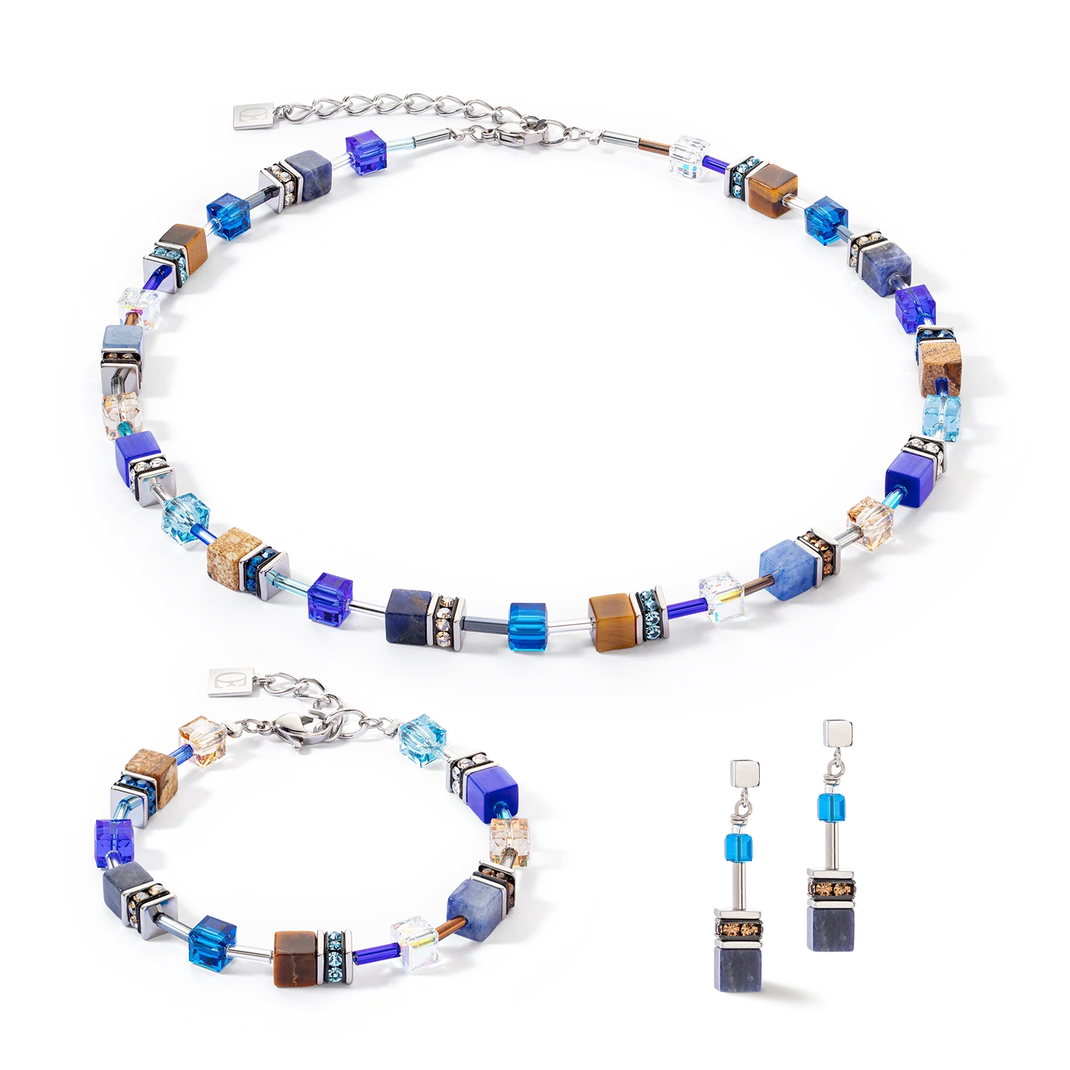 GeoCUBE® Iconic Precious earrings blue-brown - Image 3