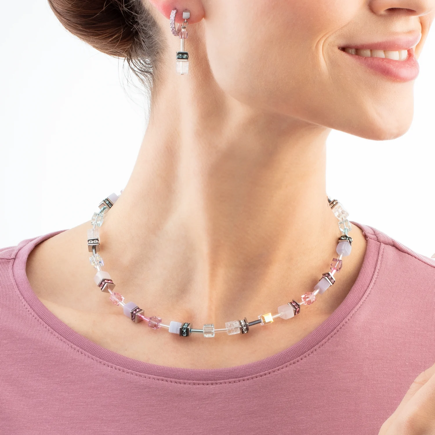GeoCUBE® Iconic Precious earrings pink-lilac - Image 4
