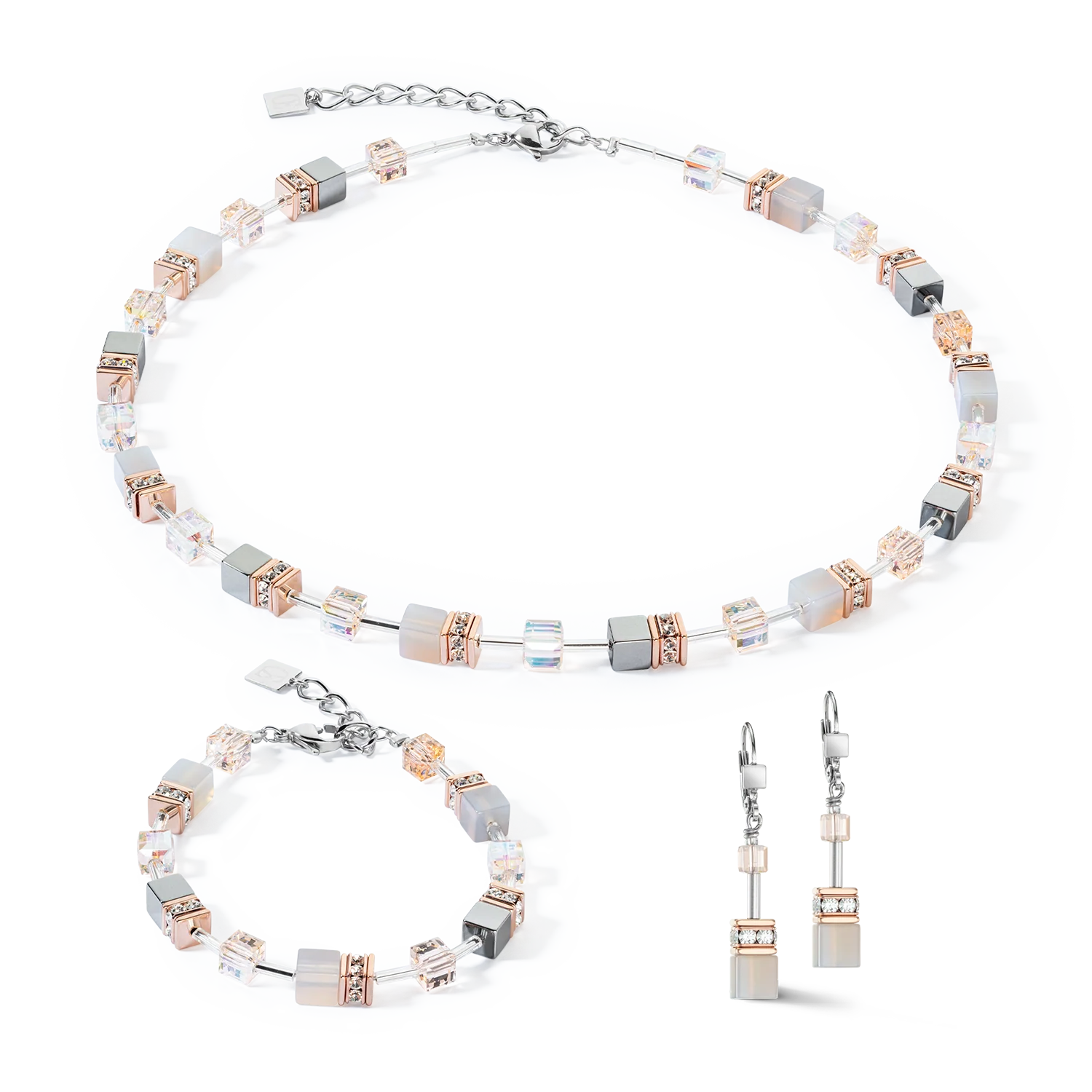 GeoCUBE® Iconic Precious earrings rose gold-peach - Image 3