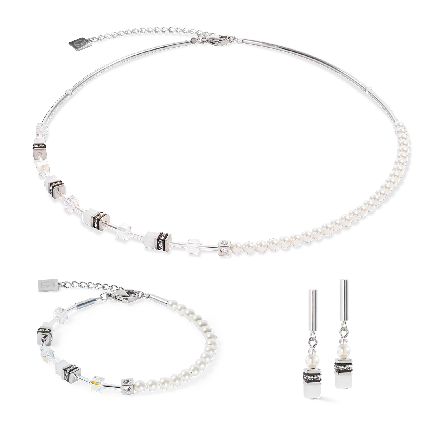 GeoCUBE® Mini Fusion Pearls Bracelet silver-white - Image 3