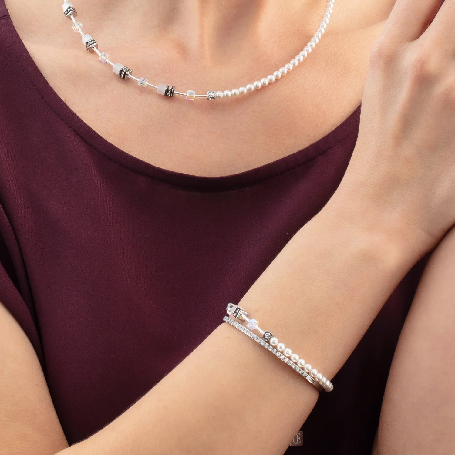 GeoCUBE® Mini Fusion Pearls Bracelet silver-white - Image 4