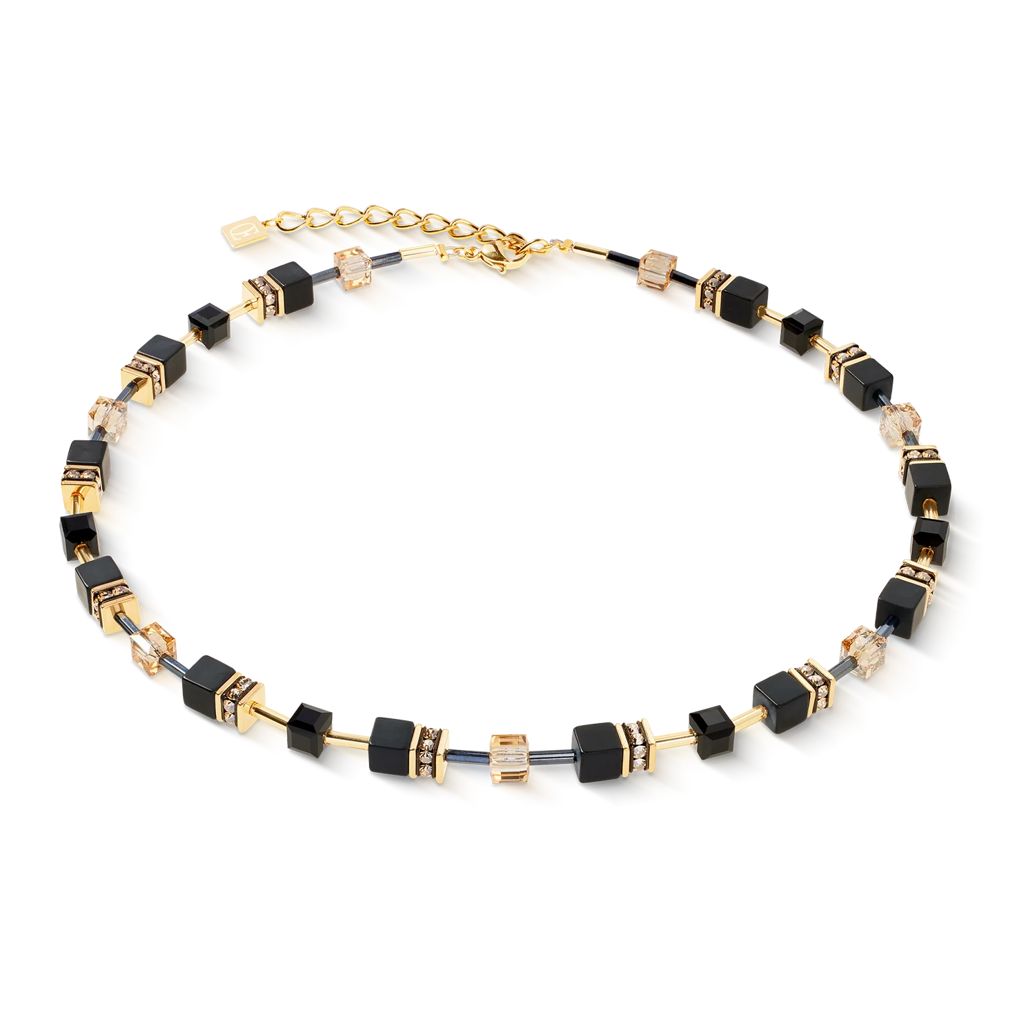 GeoCUBE® necklace Onyx black-gold
