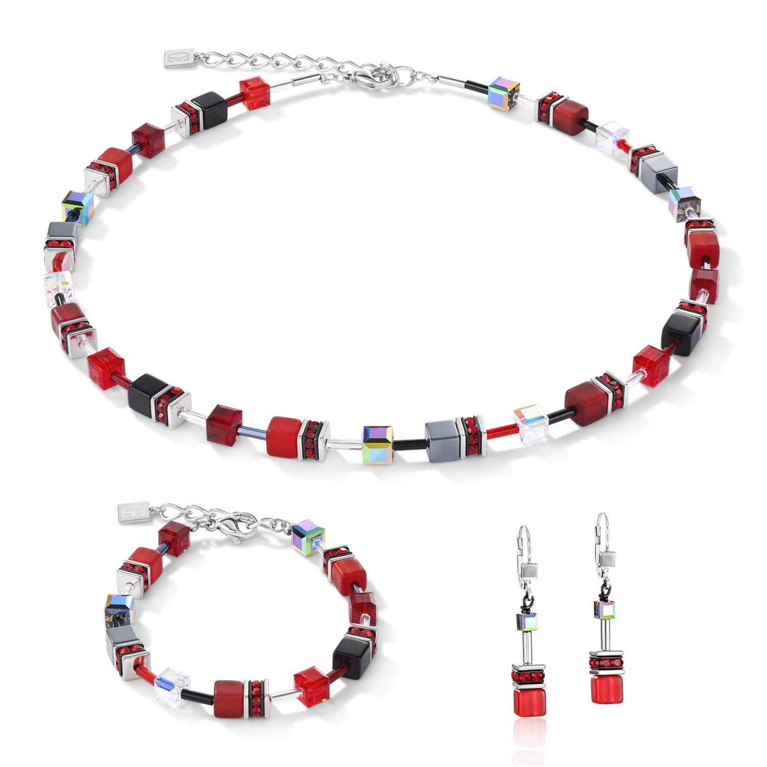 GeoCUBE® Necklace red-haematite - Image 3