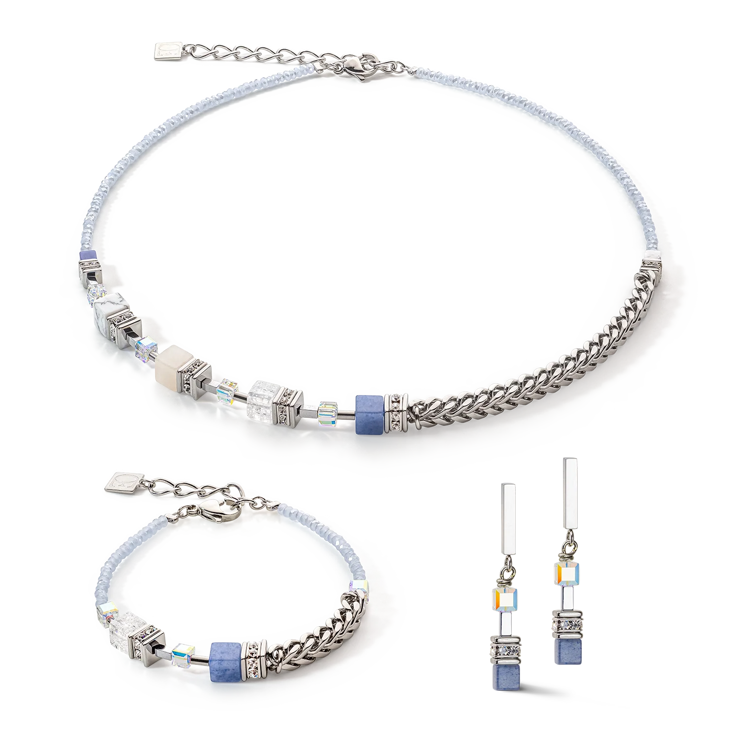 GeoCUBE® Precious Fusion Chunky Chain necklace light blue - Image 3