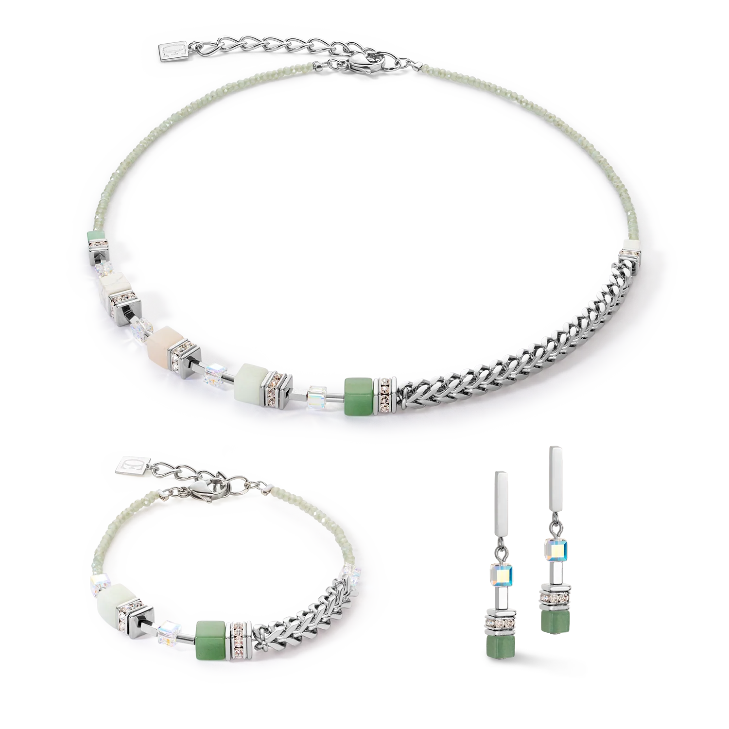GeoCUBE® Precious Fusion Chunky Chain necklace light green - Image 3