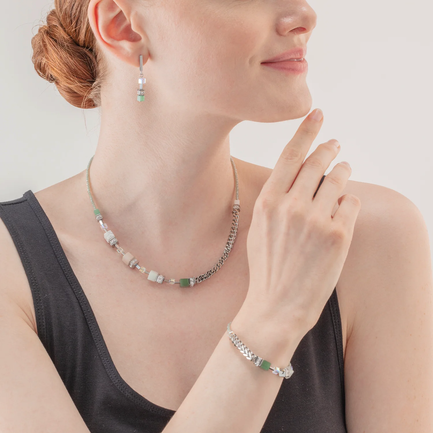 GeoCUBE® Precious Fusion Chunky Chain necklace light green - Image 4
