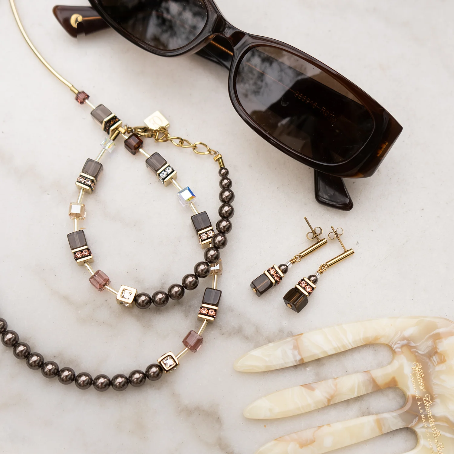 GeoCUBE® Precious Fusion Pearls Bracelet Mocha Mousse - Image 4