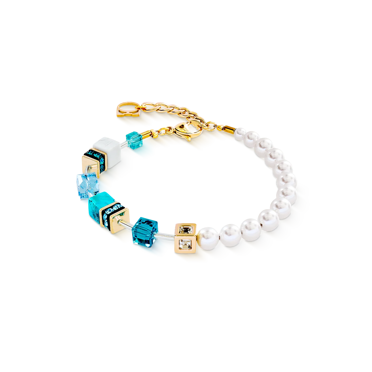 GeoCUBE® Precious Fusion Pearls bracelet turquoise