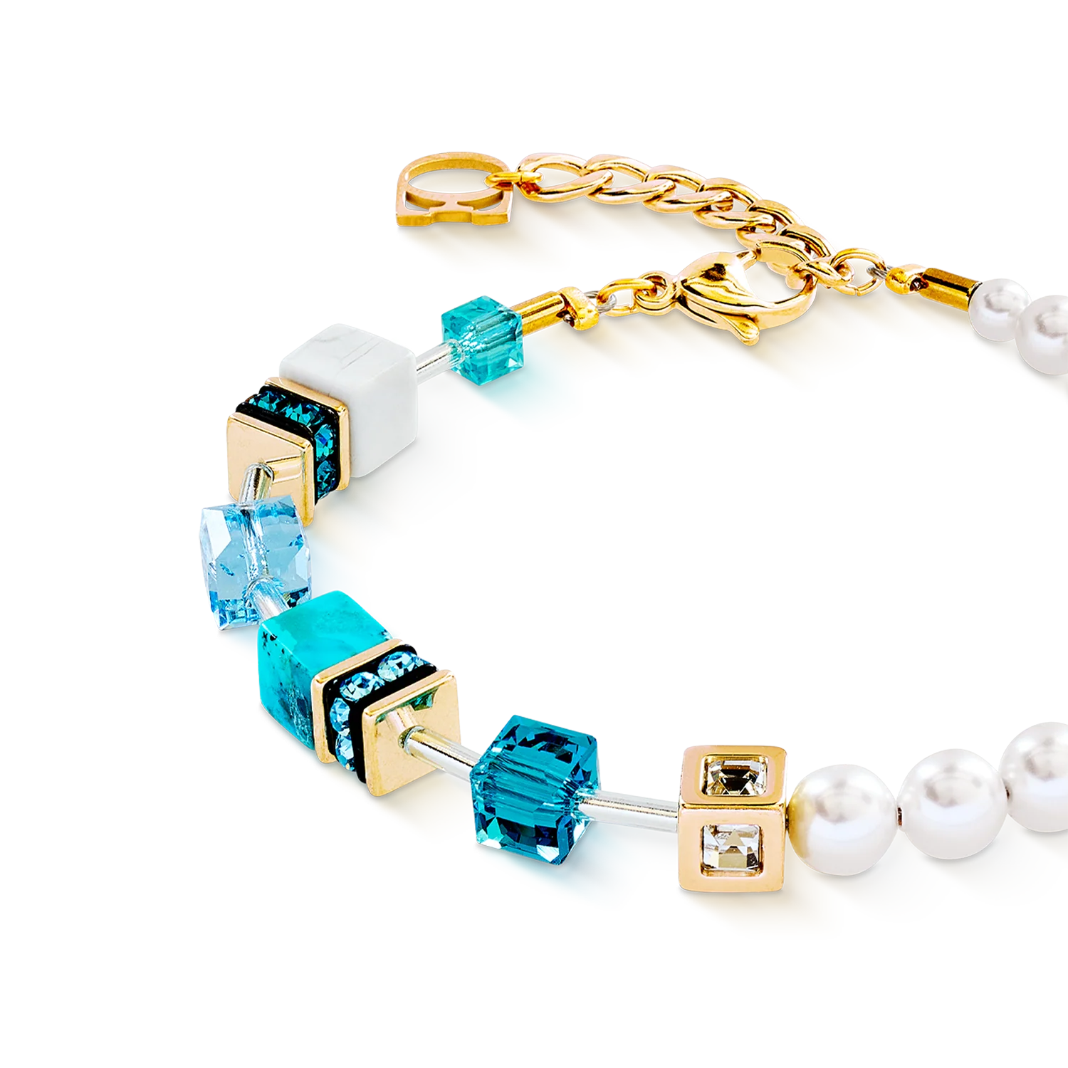 GeoCUBE® Precious Fusion Pearls bracelet turquoise - Image 2