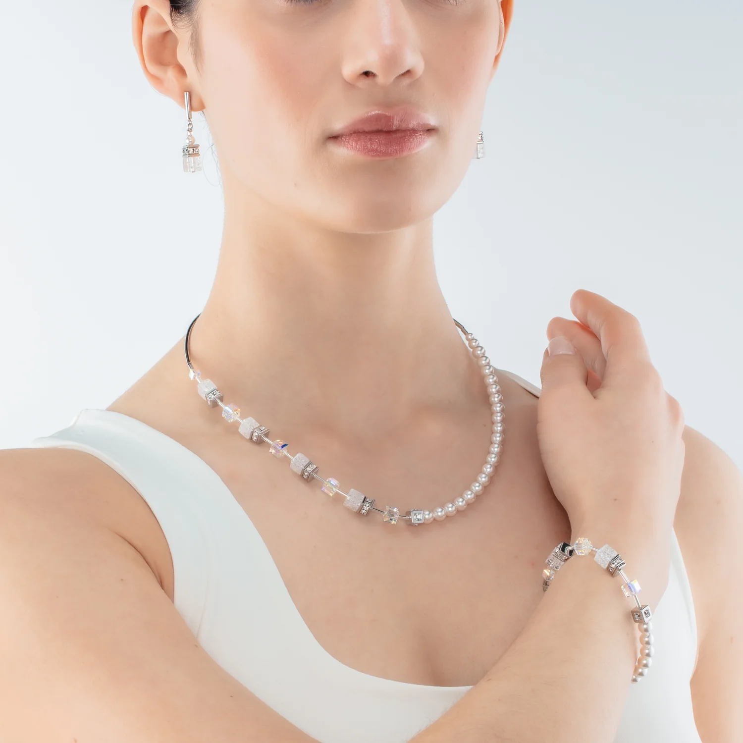 GeoCUBE® Precious Fusion Pearls bracelet white - Image 4