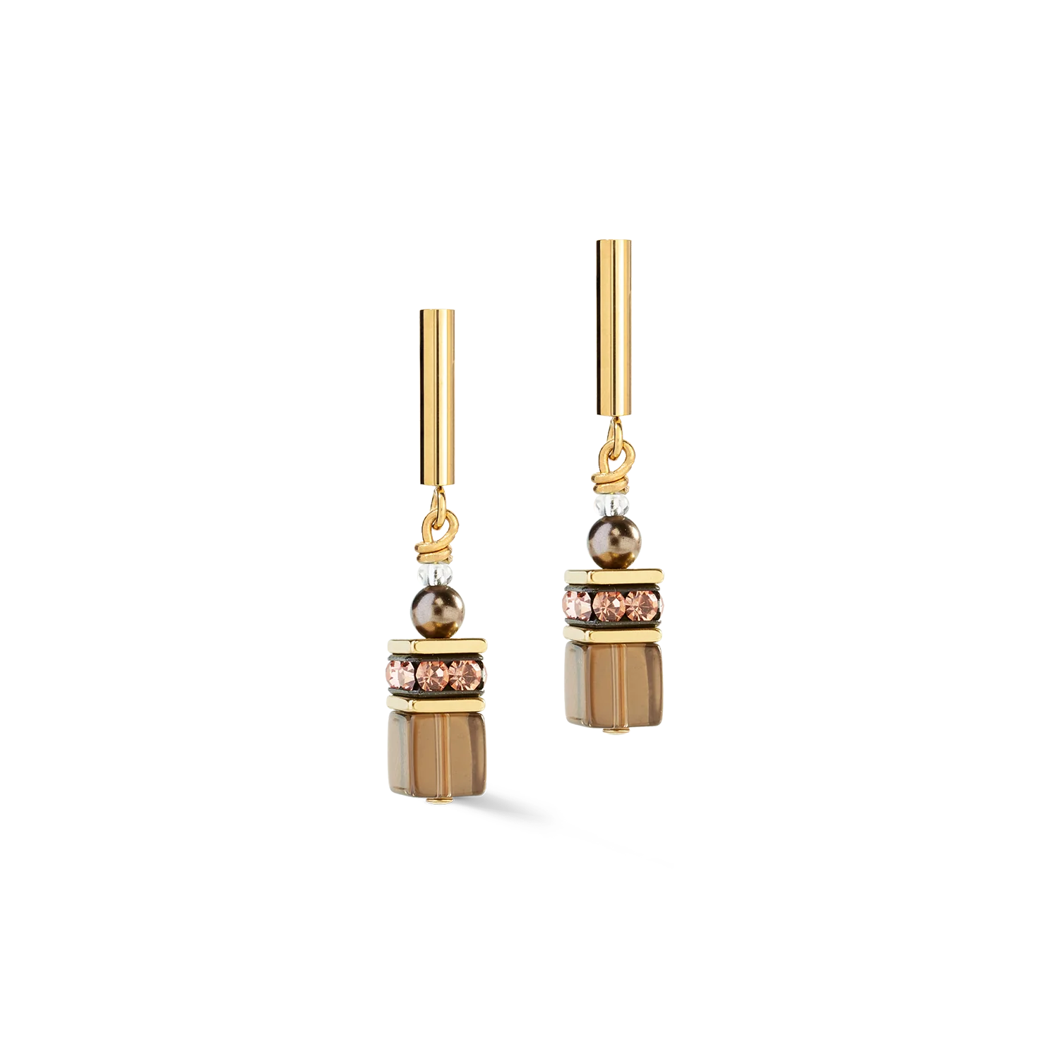 GeoCUBE® Precious Fusion Pearls Earrings Mocha Mousse
