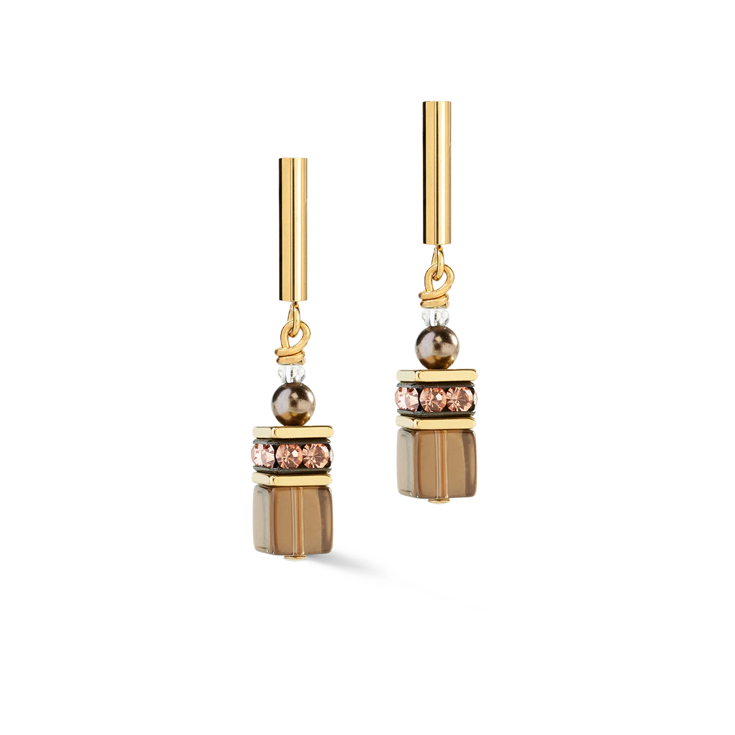 GeoCUBE® Precious Fusion Pearls Earrings Mocha Mousse - Image 2