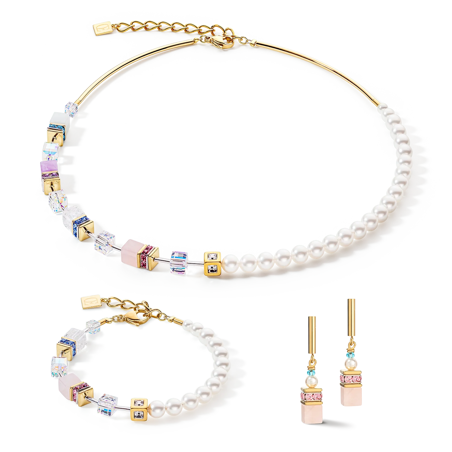GeoCUBE® Precious Fusion Pearls earrings multicolour pastel - Image 3