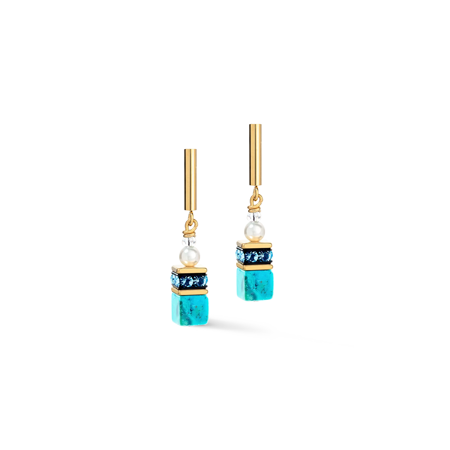 GeoCUBE® Precious Fusion Pearls earrings turquoise