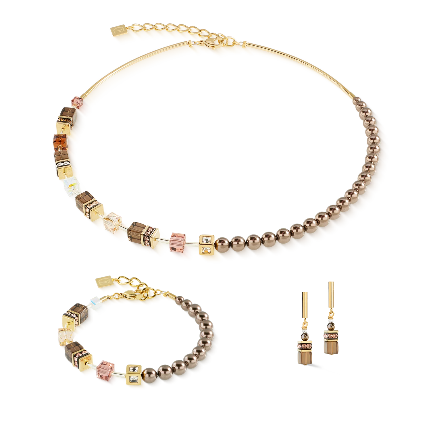 GeoCUBE® Precious Fusion Pearls Necklace Mocha Mousse - Image 3