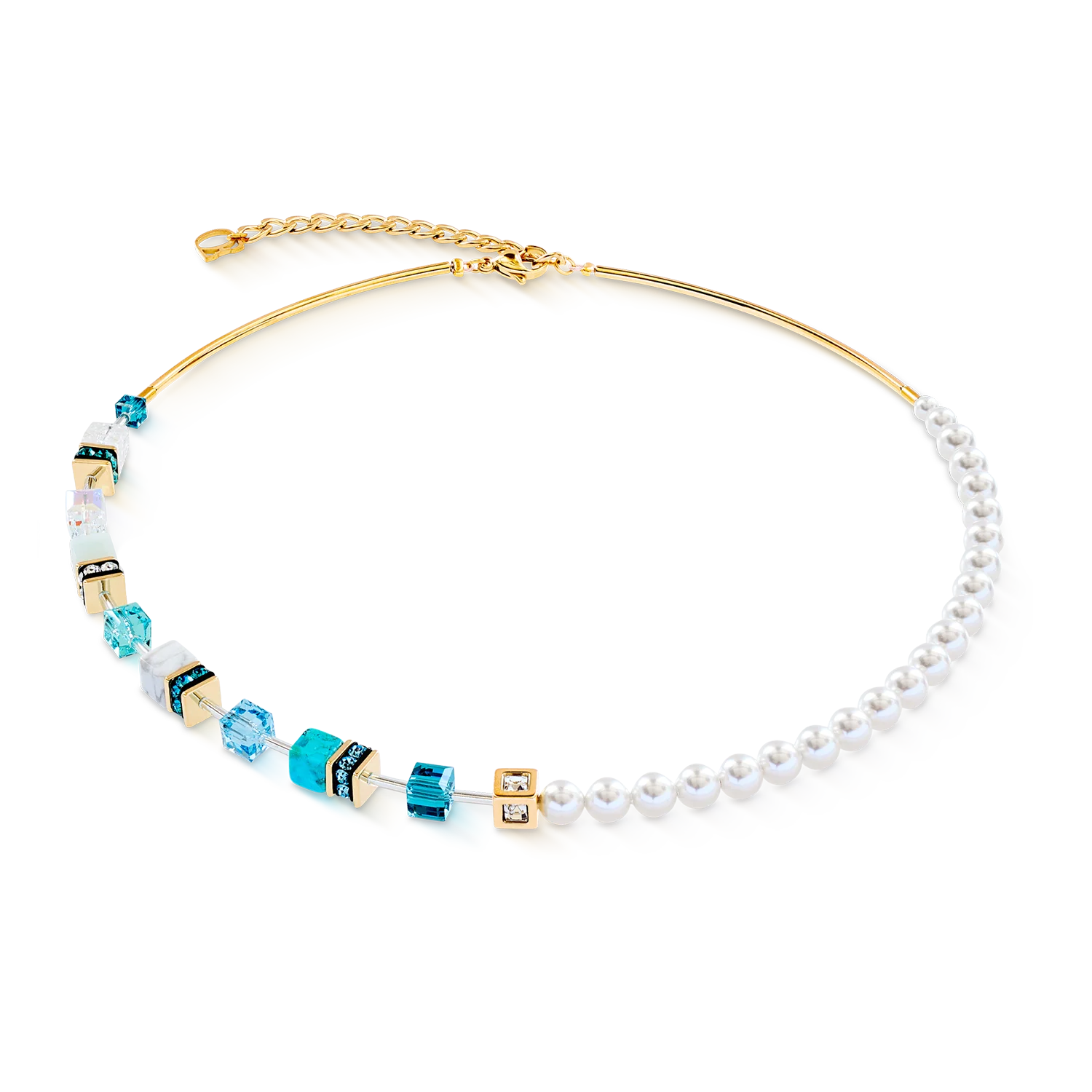 GeoCUBE® Precious Fusion Pearls necklace turquoise