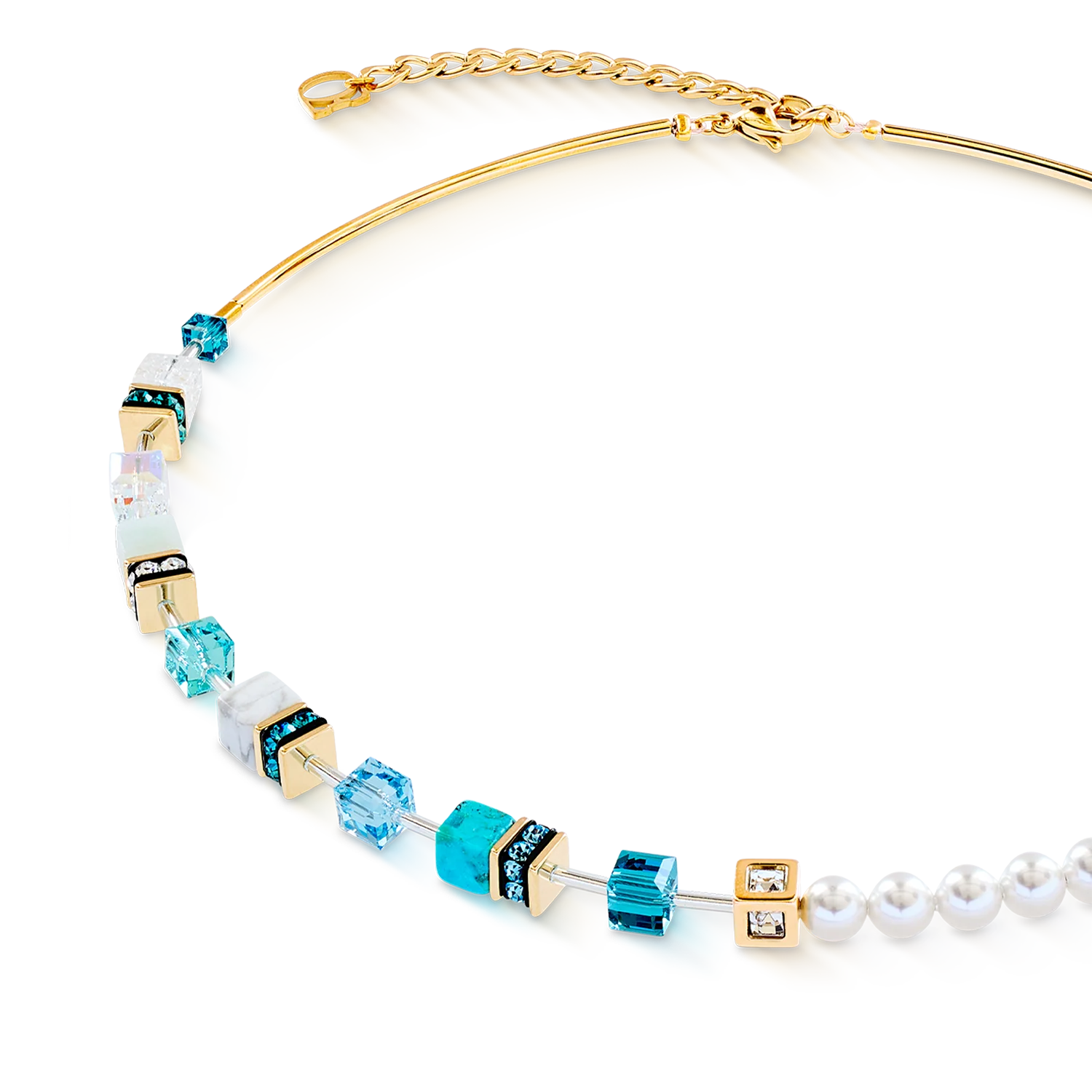 GeoCUBE® Precious Fusion Pearls necklace turquoise - Image 2