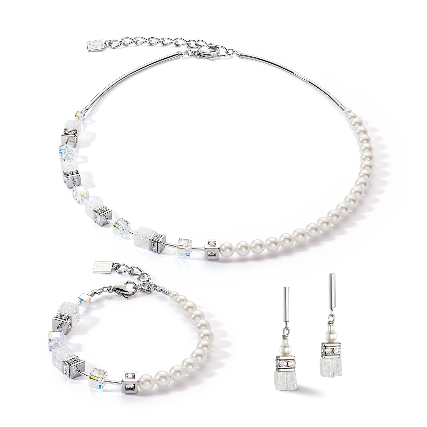 GeoCUBE® Precious Fusion Pearls necklace white - Image 3