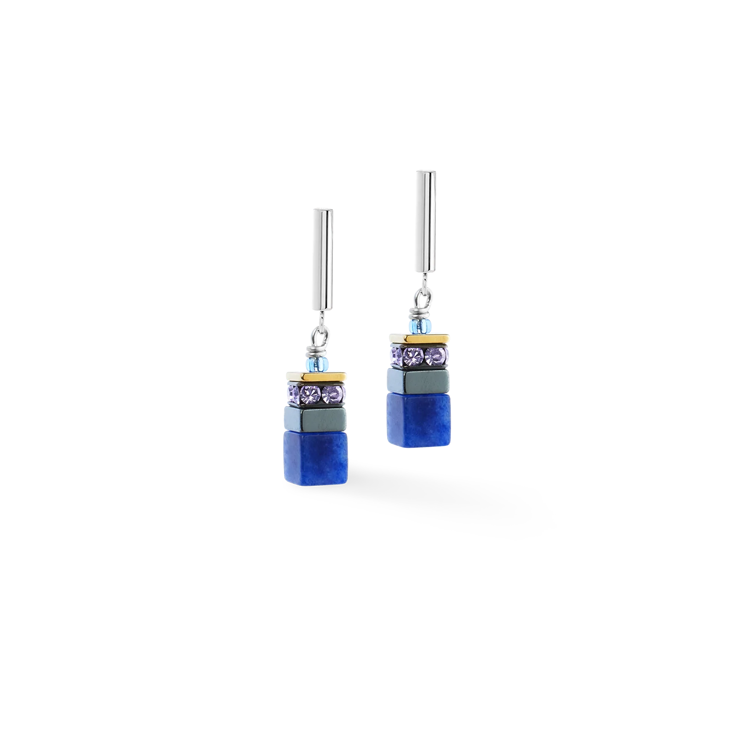 GeoCUBE® Precious Motion earrings Blue Moon Bicolour