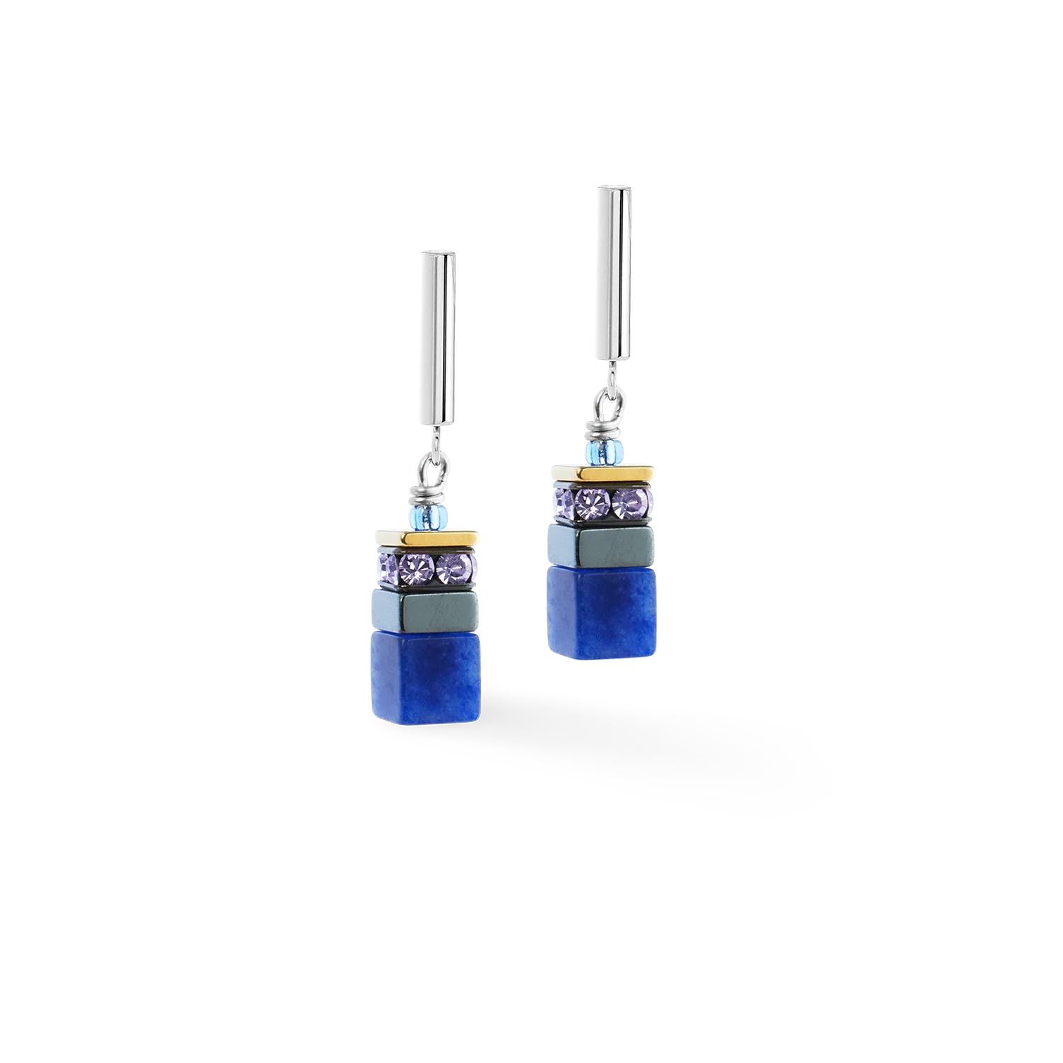 GeoCUBE® Precious Motion earrings Blue Moon Bicolour - Image 2