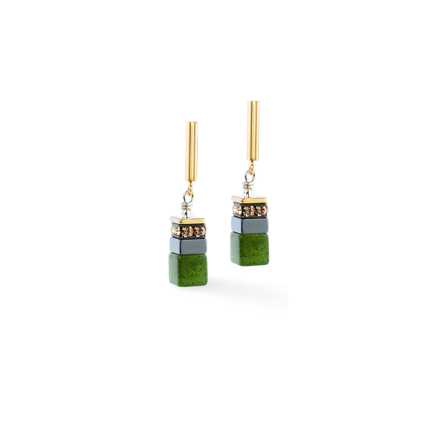 GeoCUBE® Precious Motion earrings Forest Light gold