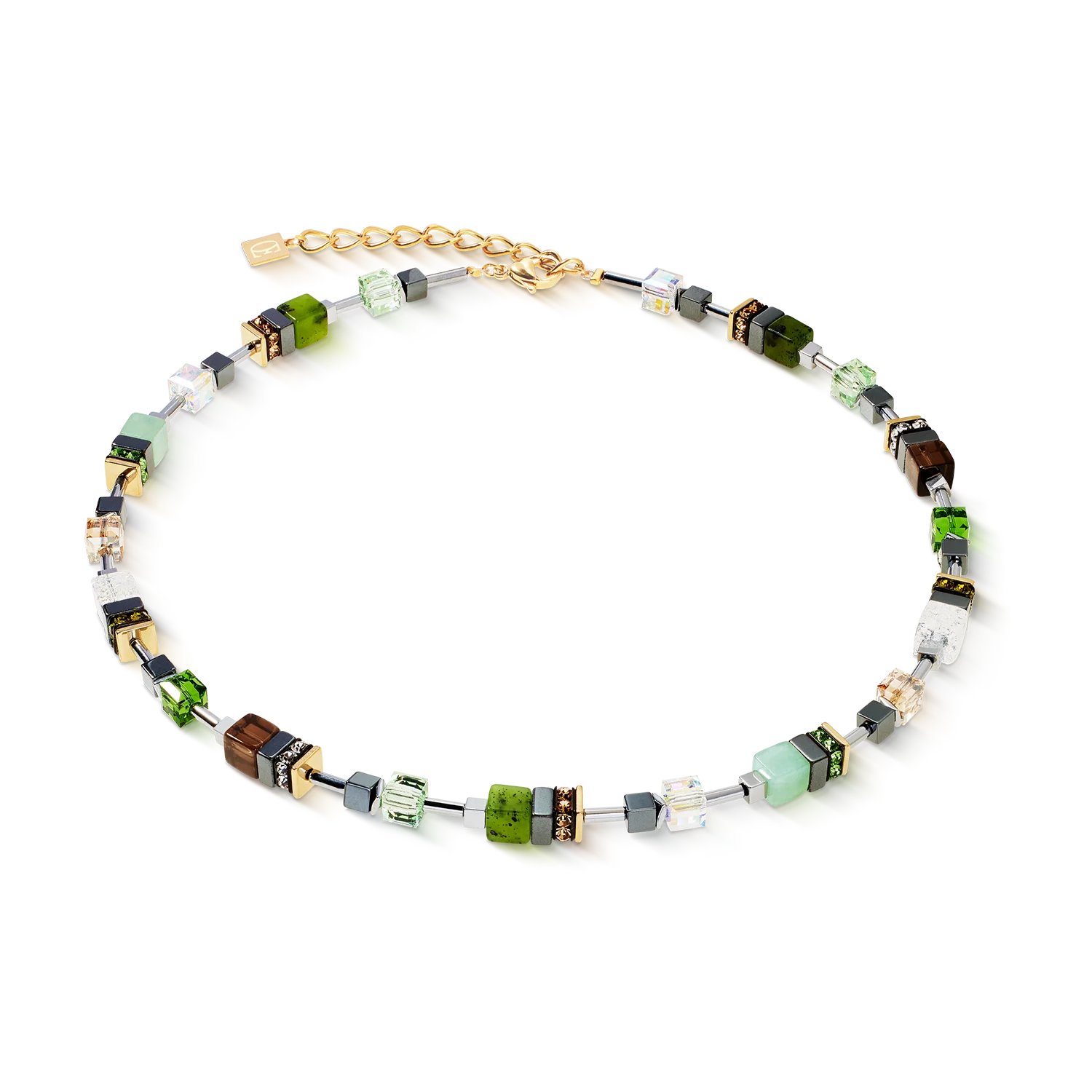 GeoCUBE® Precious Motion necklace Forest Light gold