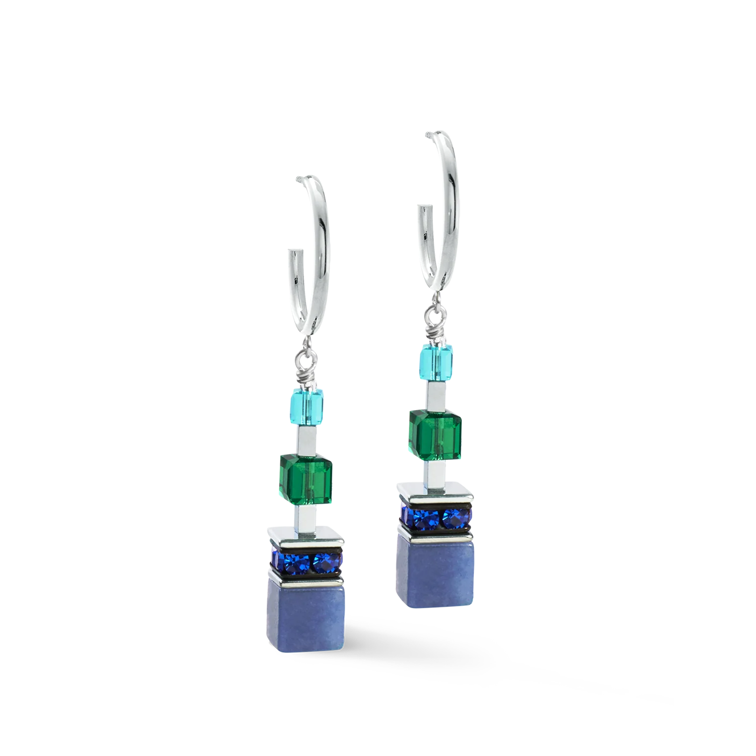 GeoCUBE® Precious Statement earrings silver-ocean
