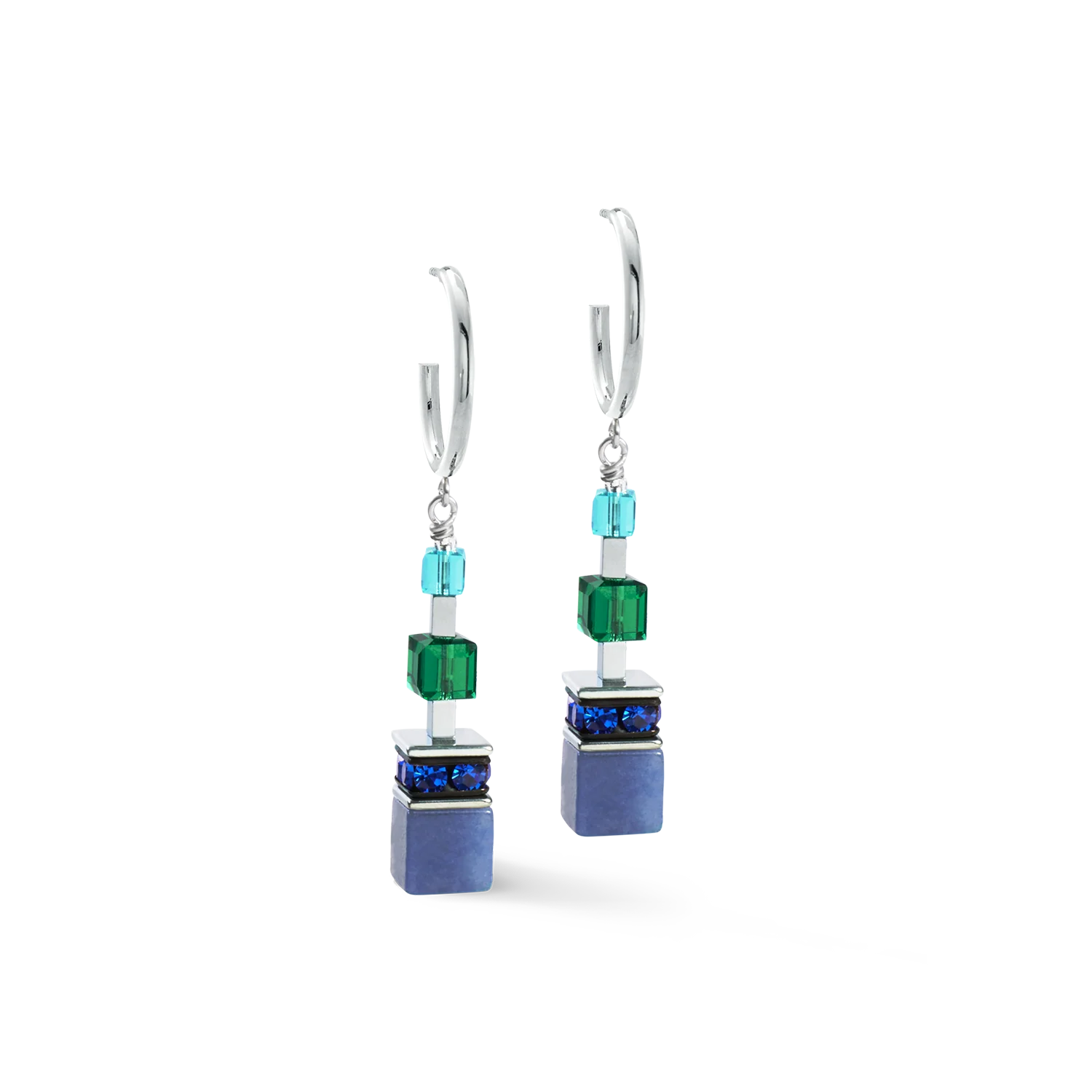 GeoCUBE® Precious Statement earrings silver-ocean - Image 2