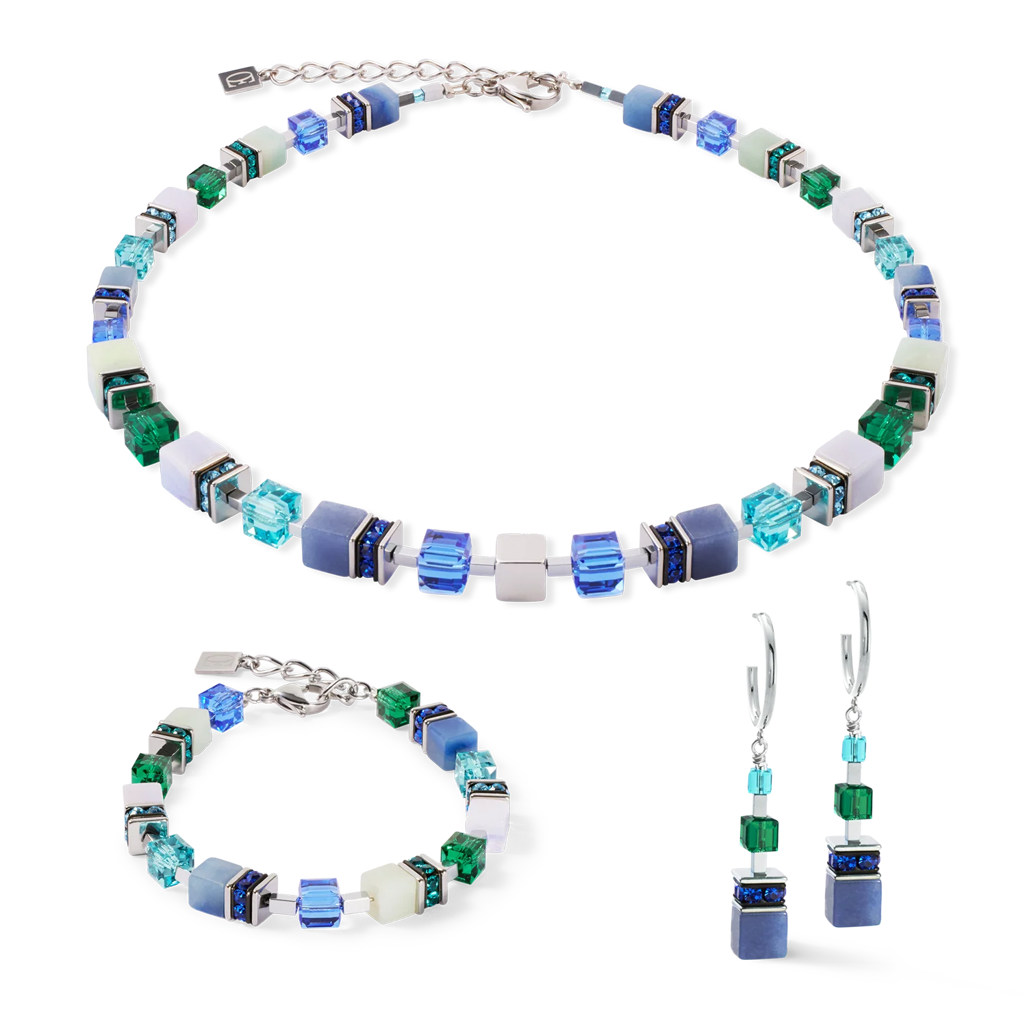 GeoCUBE® Precious Statement earrings silver-ocean - Image 3