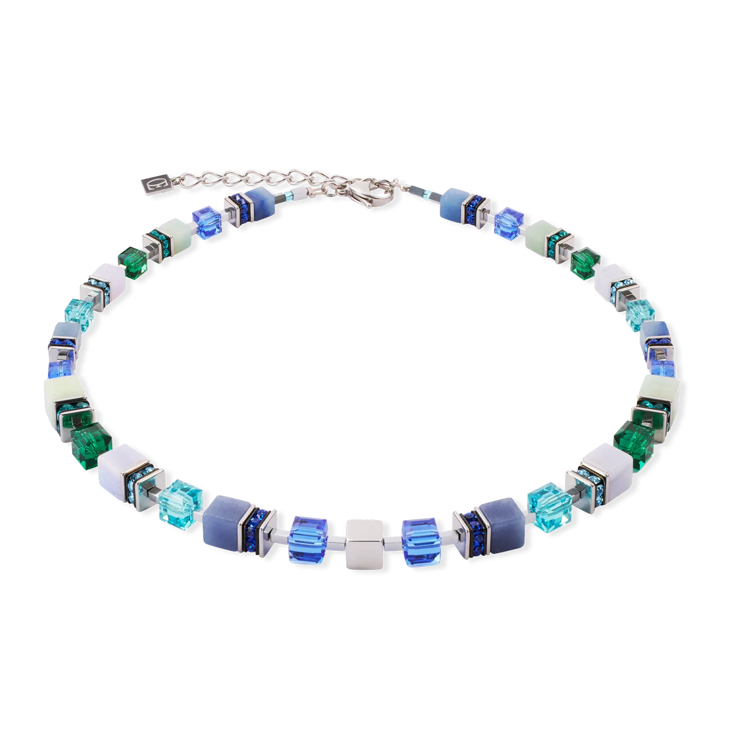 GeoCUBE® Precious Statement necklace silver-ocean