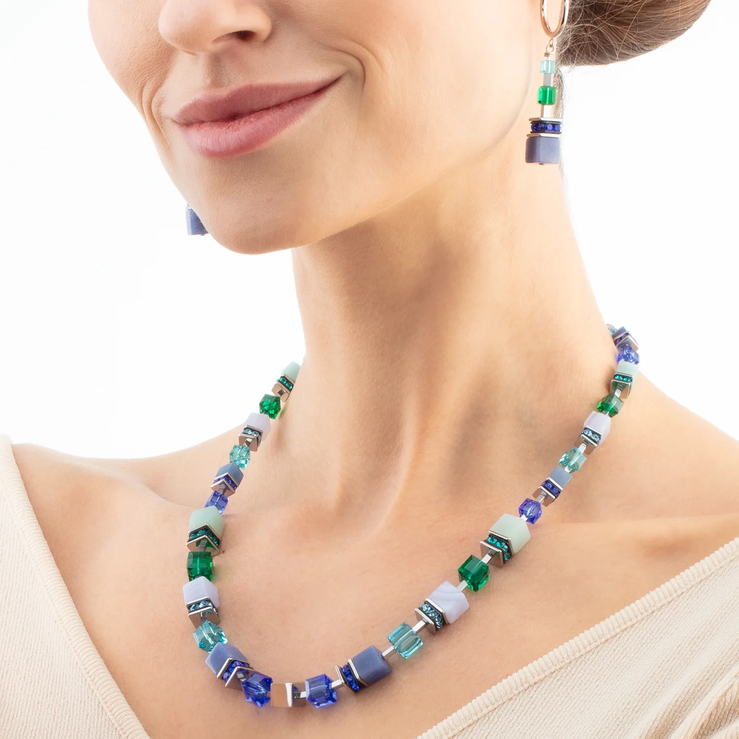 GeoCUBE® Precious Statement necklace silver-ocean - Image 4
