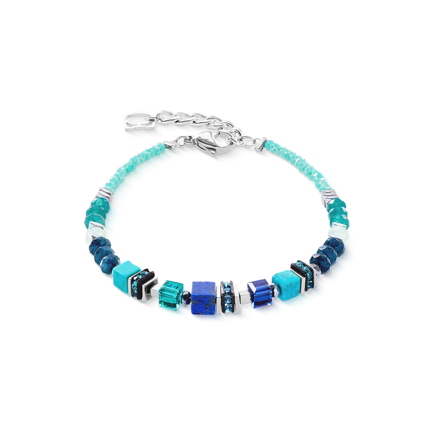 Gift Set Watch Iconic Spikes Transformative Teal Silver & Bracelet Wave Precious Flow silver-teal - Image 4