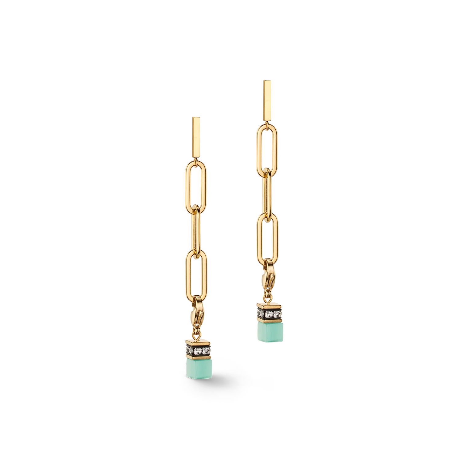 Happy Iconic Cube charm earrings gold pastel