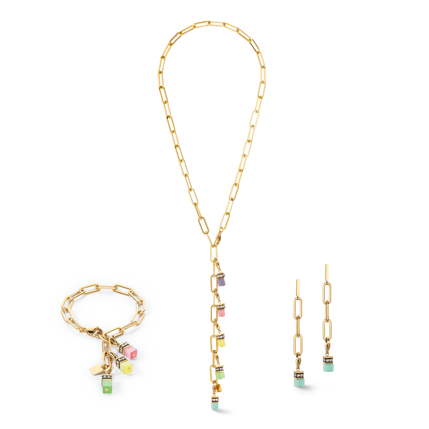 Happy Iconic Cube charm earrings gold pastel - Image 3
